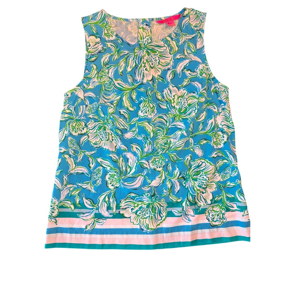 Lilly Pulitzer Iona Sleeveless Top Cumulus Blue - Small